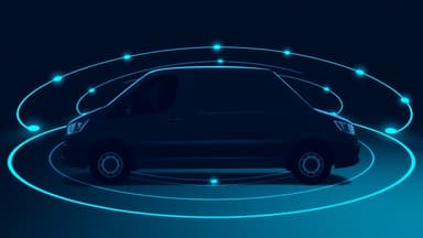 Service vehicle with expanding coverage radius showing AEO optimization across neighborhoods