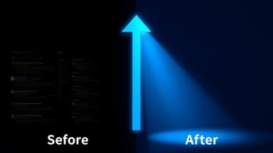 Before and after transformation showing business visibility improvement through AEO