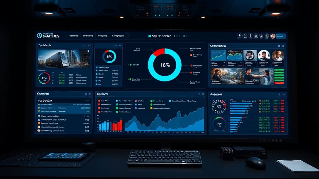Central dashboard showing automated business listing management across multiple directory platforms with sync status indicators