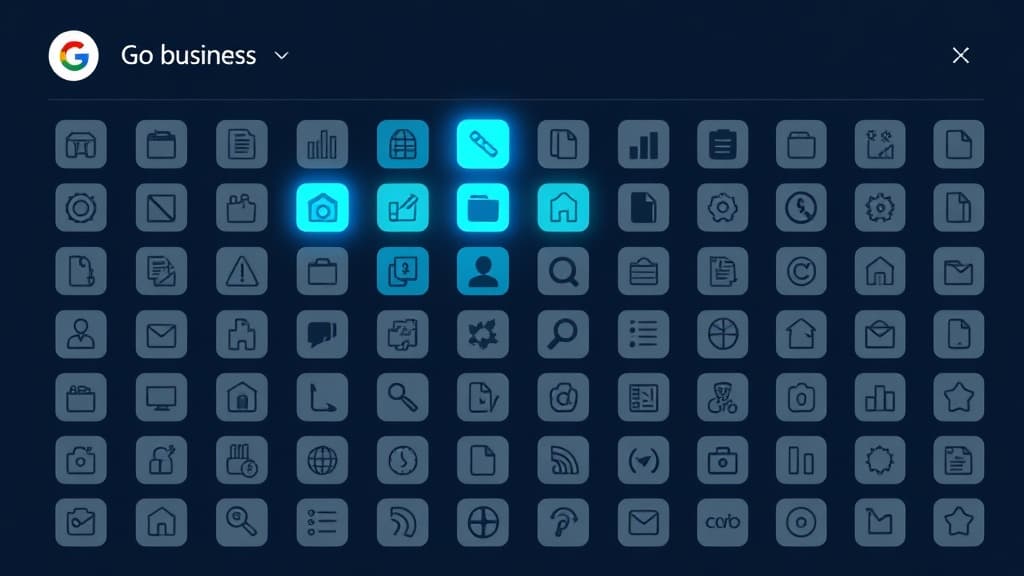 Grid of business category icons in a selection interface