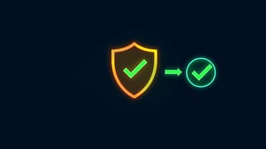 Warning shield transforming into green checkmark recovery
