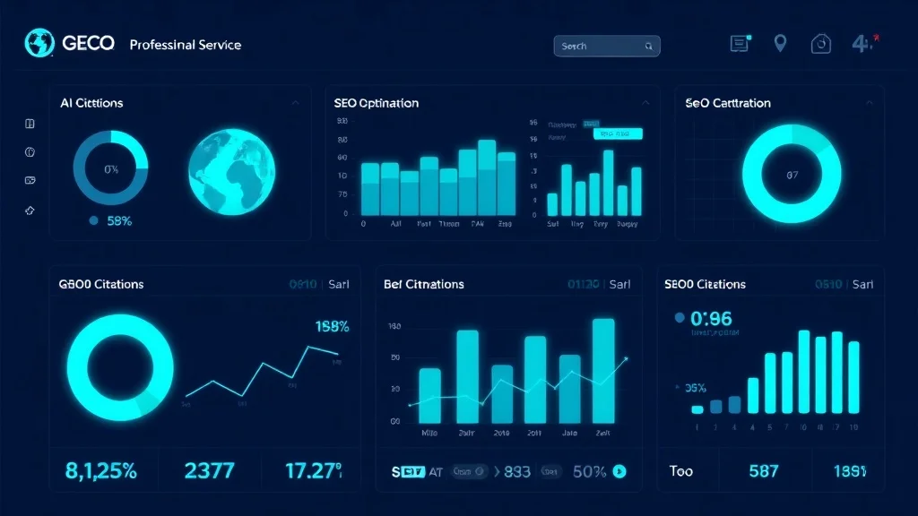 Professional GEO service dashboard with optimization metrics