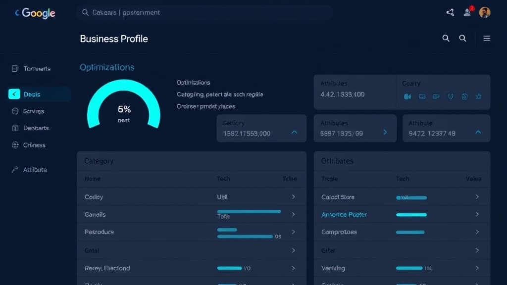 Google Business Profile dashboard with optimization score gauge