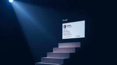 Spotlight illuminating a business within a Google AI Overview panel
