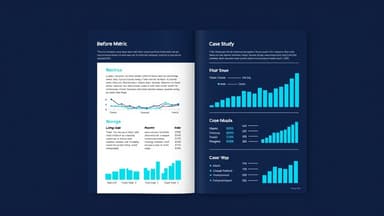 Professional case study document showing before-and-after local SEO results with charts, metrics, and client testimonials