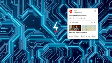 Circuit board pattern transitioning into Google Maps local search results