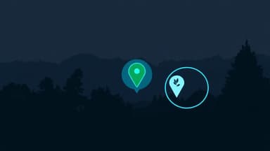 Landscaped garden with Google Maps service area visualization
