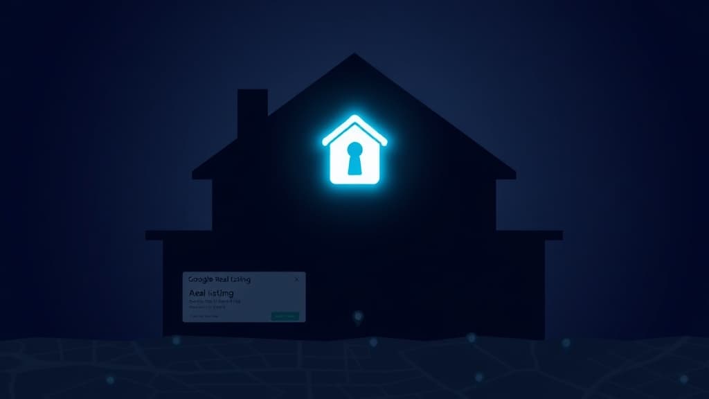 Mortgage broker's office with a map pin overlay representing a broker ranking in local search