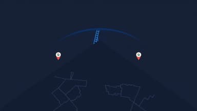 Rooftop silhouette with service area radius and Google Maps pins