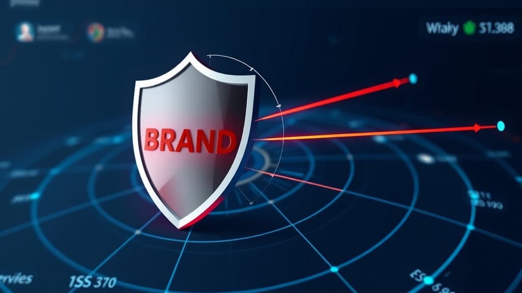Shield icon protecting a business storefront with positive review stars, representing online reputation management for local businesses
