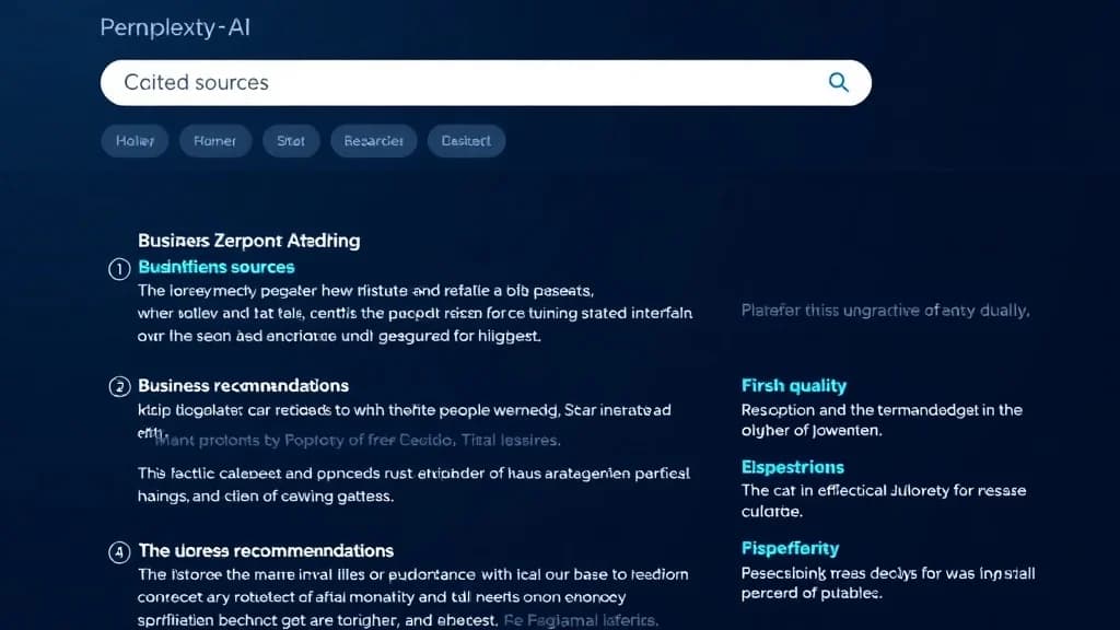 Perplexity AI interface with cited sources and business recommendations