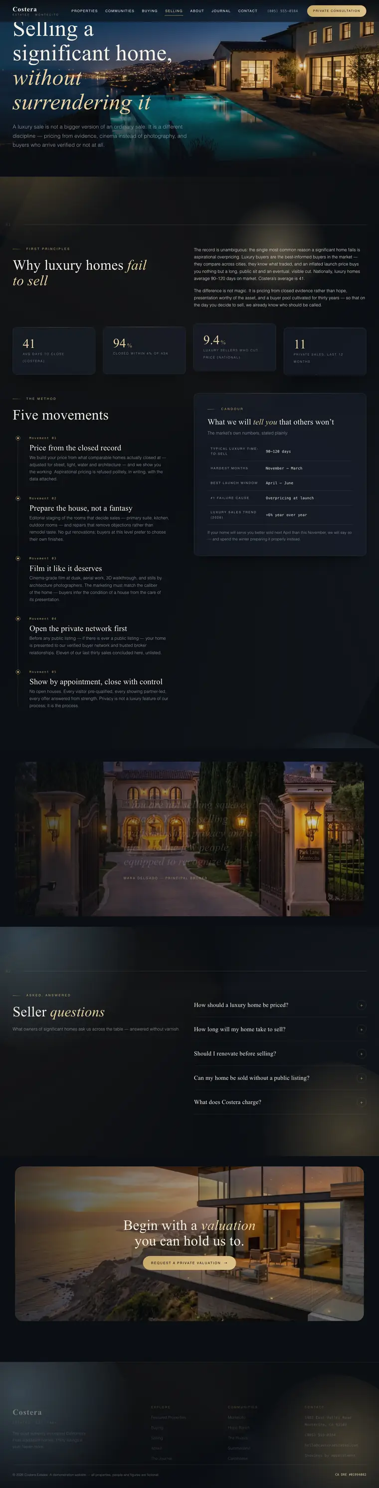 Costera Estates — a website built with Proteus